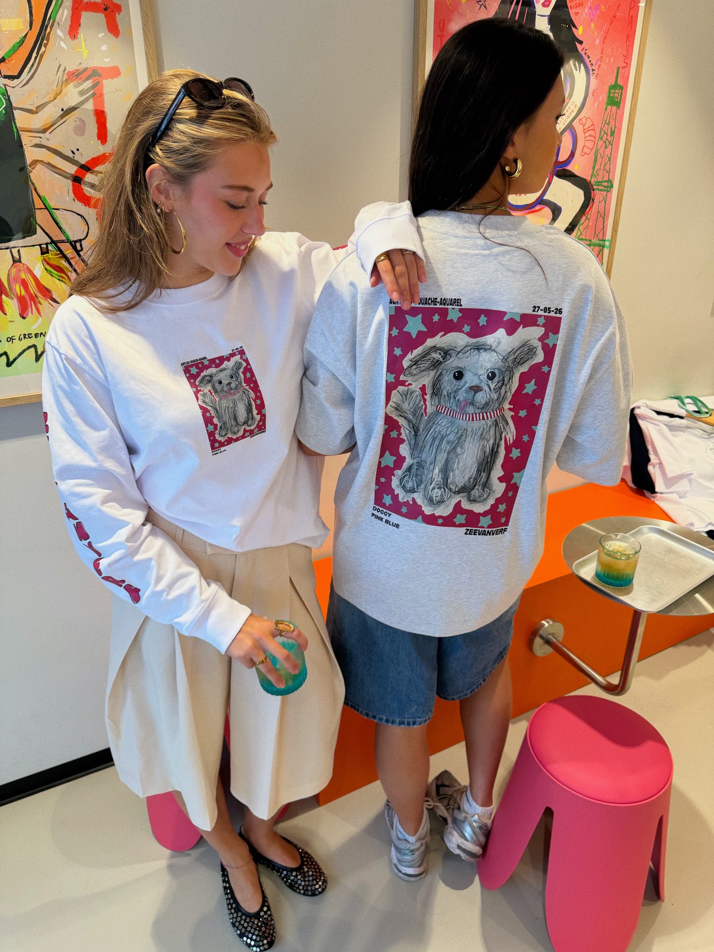 Doggy Pink & Blue t-shirt