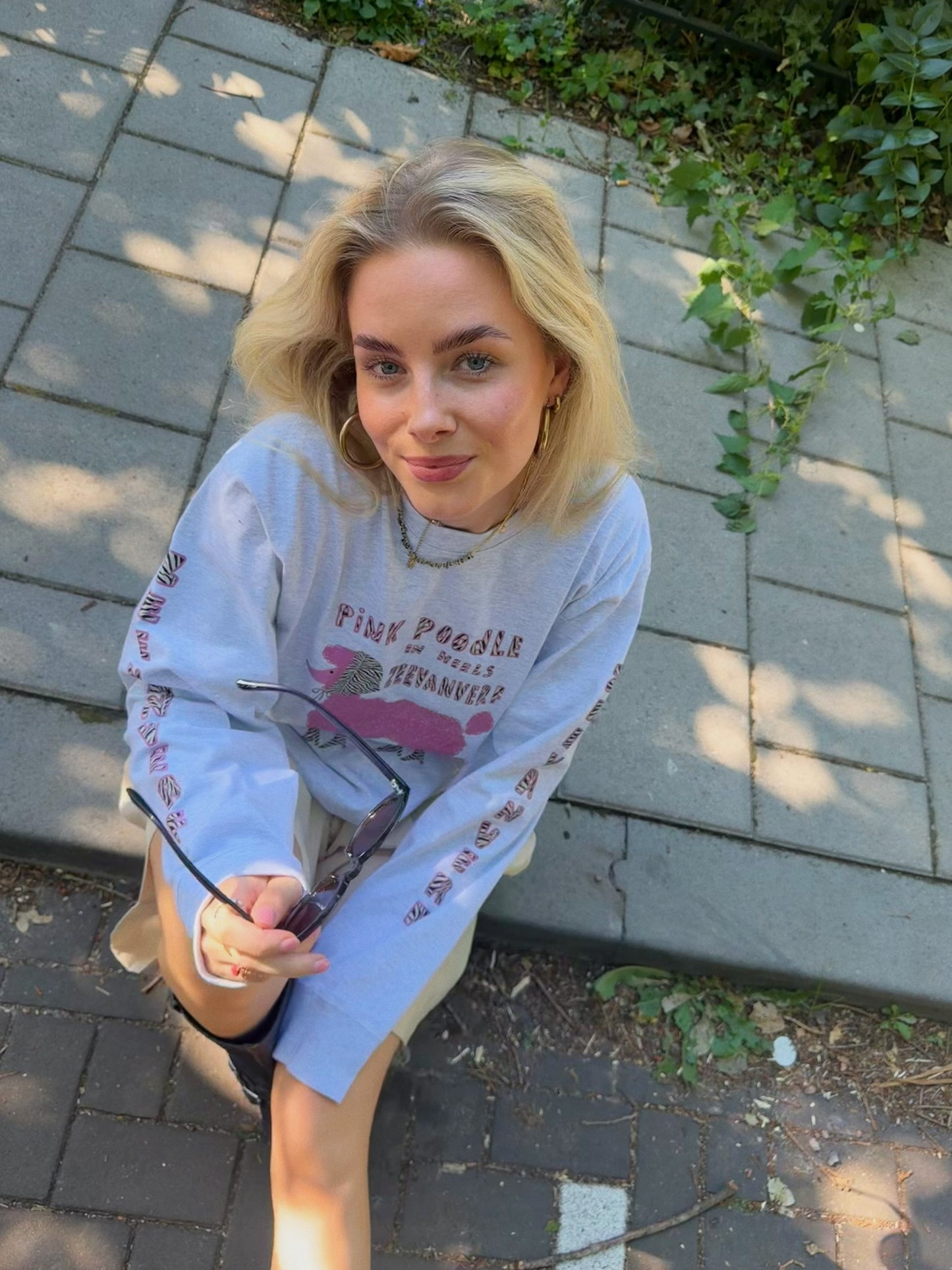 Pink Poodle in heels longsleeve