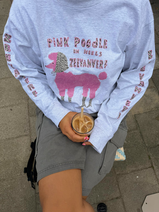 Pink Poodle in heels longsleeve