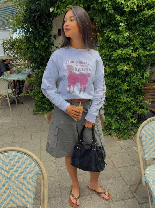 Pink Poodle in heels longsleeve