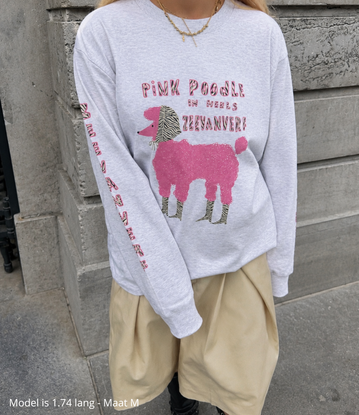 Pink Poodle in heels longsleeve