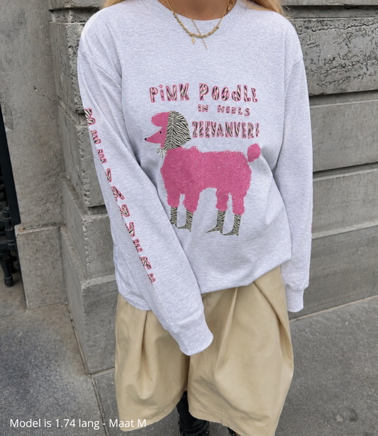Pink Poodle in heels longsleeve
